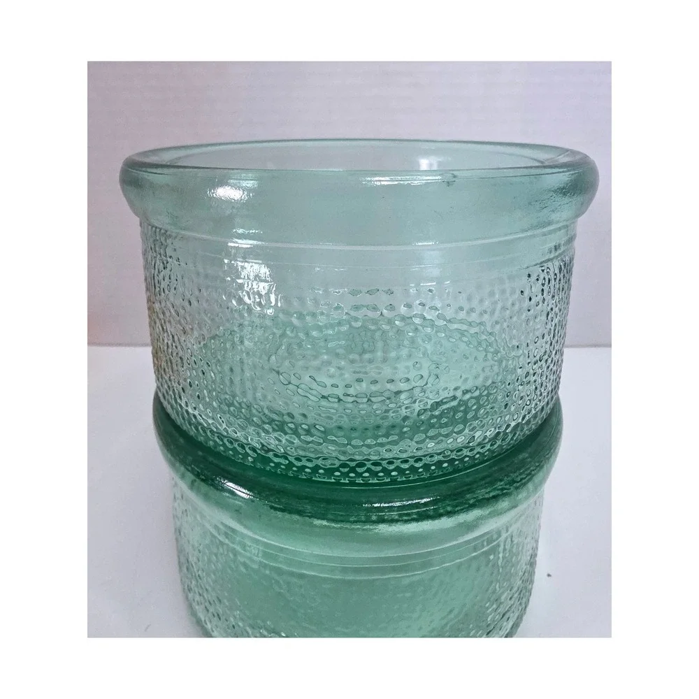 VTG Set of 2 Indiana Glass Green Textured 4